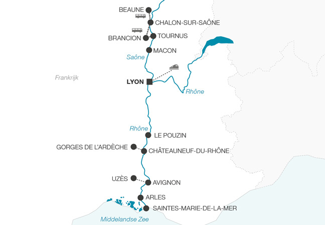 Cruise van de Bourgogne tot de Camargue 