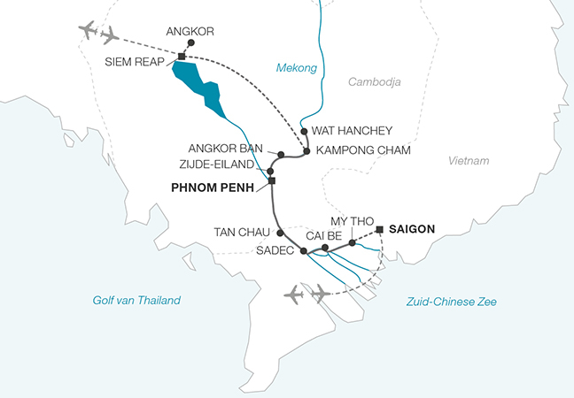 Cruise langs de Oevers van de Mekong, van Siem Reap naar Saigon